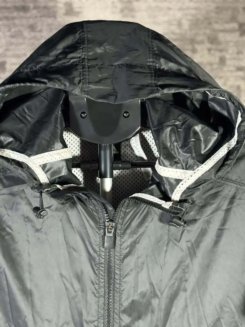 Adidas Essentials Black Lightweight Hooded Windbreaker Jacket